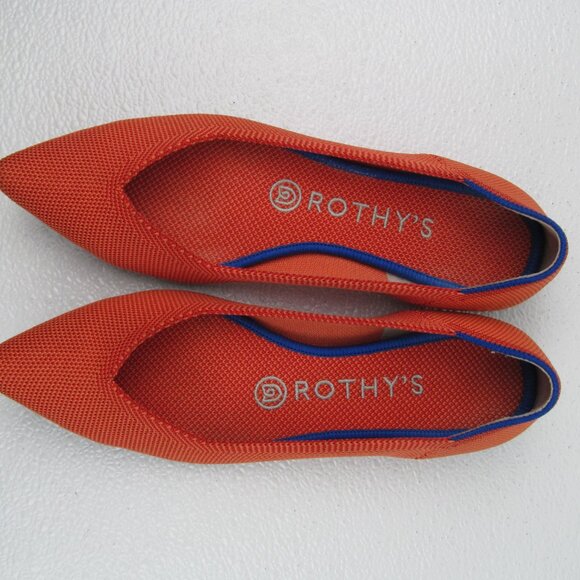 Rothy’s The Point Flats Orange Persimmon Pointed Toe 6.5 M - Picture 7 of 10